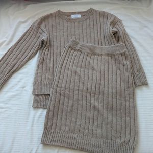 Knit sweater and skirt